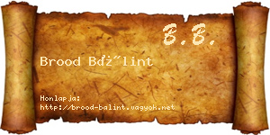 Brood Bálint névjegykártya