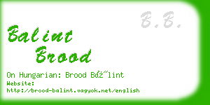 balint brood business card